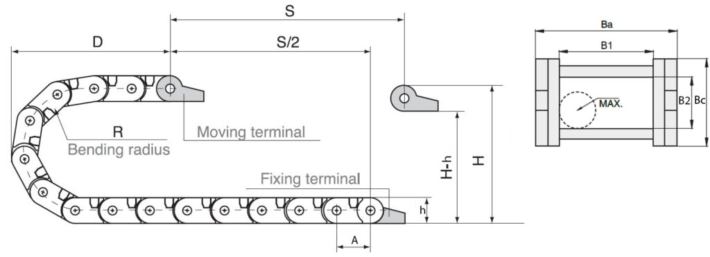 semi-closed-cable-track-drawing